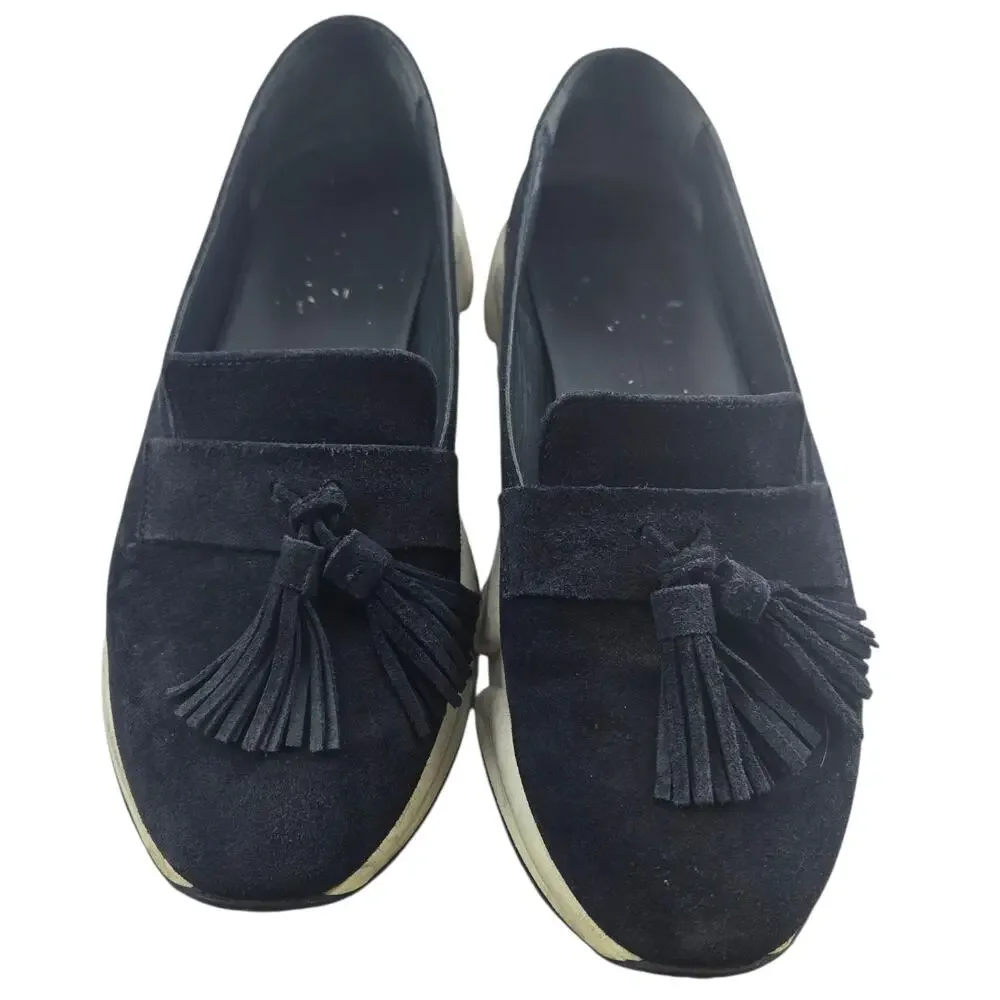 Weekend MaxMara Blue Suede‎ Platfprm Loafers Womens 7 37 Tassel Casual Designer